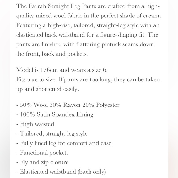 NWT Sofia The Label FARRAH STRAIGHT LEG WOOL HIGH WAIST DESIGNER PANTS TROUSERS - Picture 11 of 13